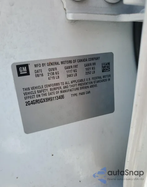 2017 Buick Regal Premium из США, поврежденный, VIN 2G4GR5GX8H9113406